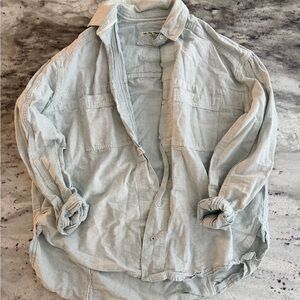 Free people Light Blue pin stripe oversized button down